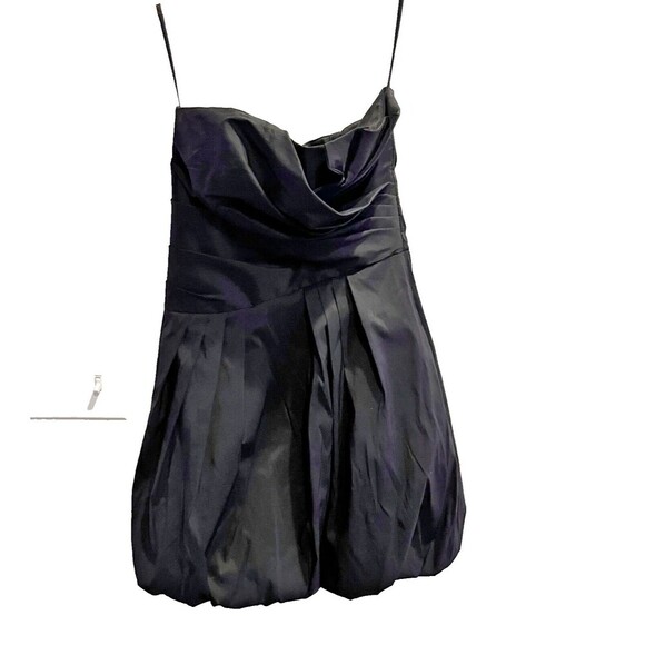 Betsy Adam Black Mini Dress Bubble Skirt 8 Women LBD Cocktail Formal Semi Ruched - Picture 1 of 14